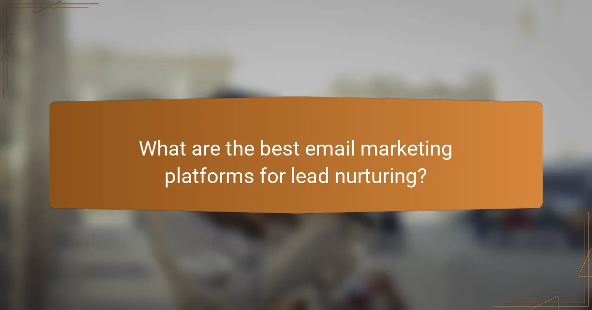 What are the best email marketing platforms for lead nurturing?
